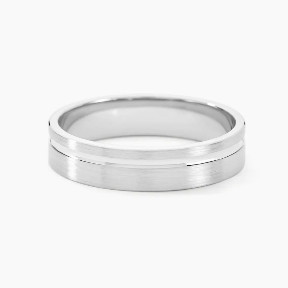 Alliance Mat Et Brillant Liseret Ruban Plat Palladium Blanc