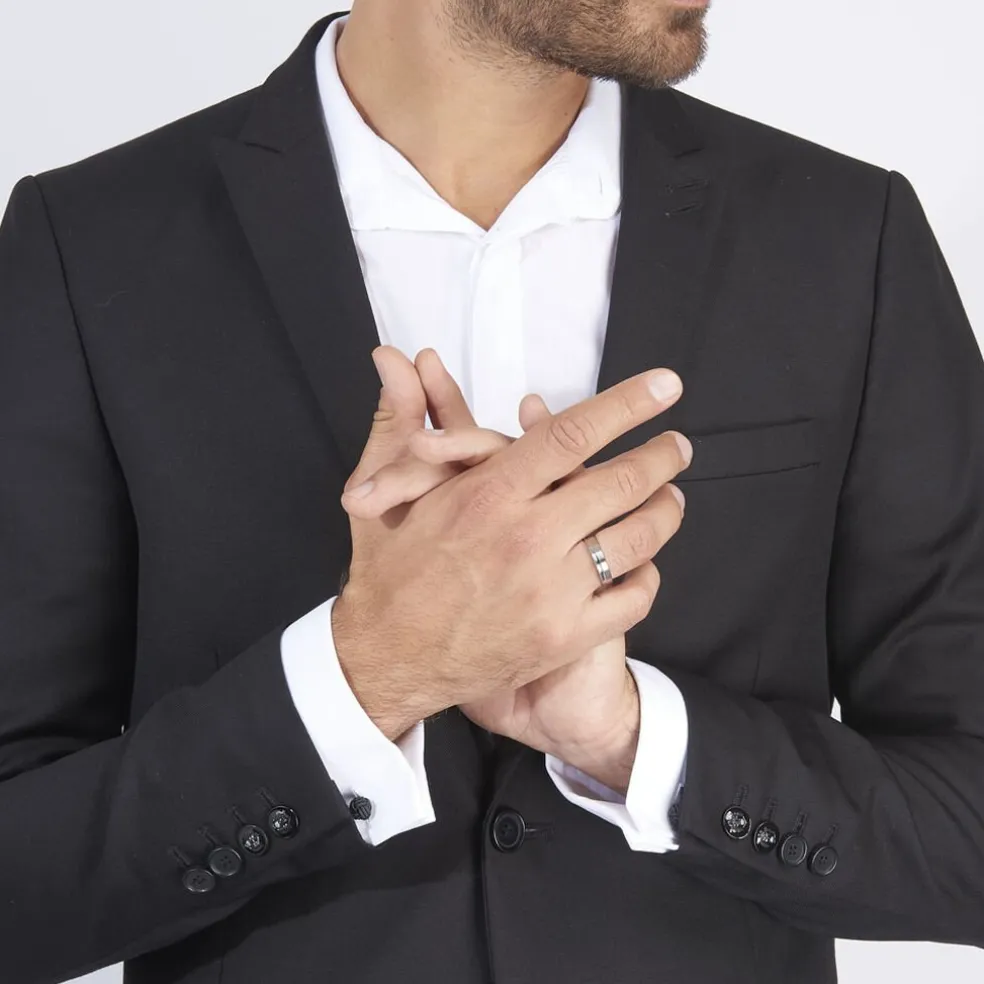 Alliance Mat Et Brillant Liseret Ruban Plat Palladium Blanc