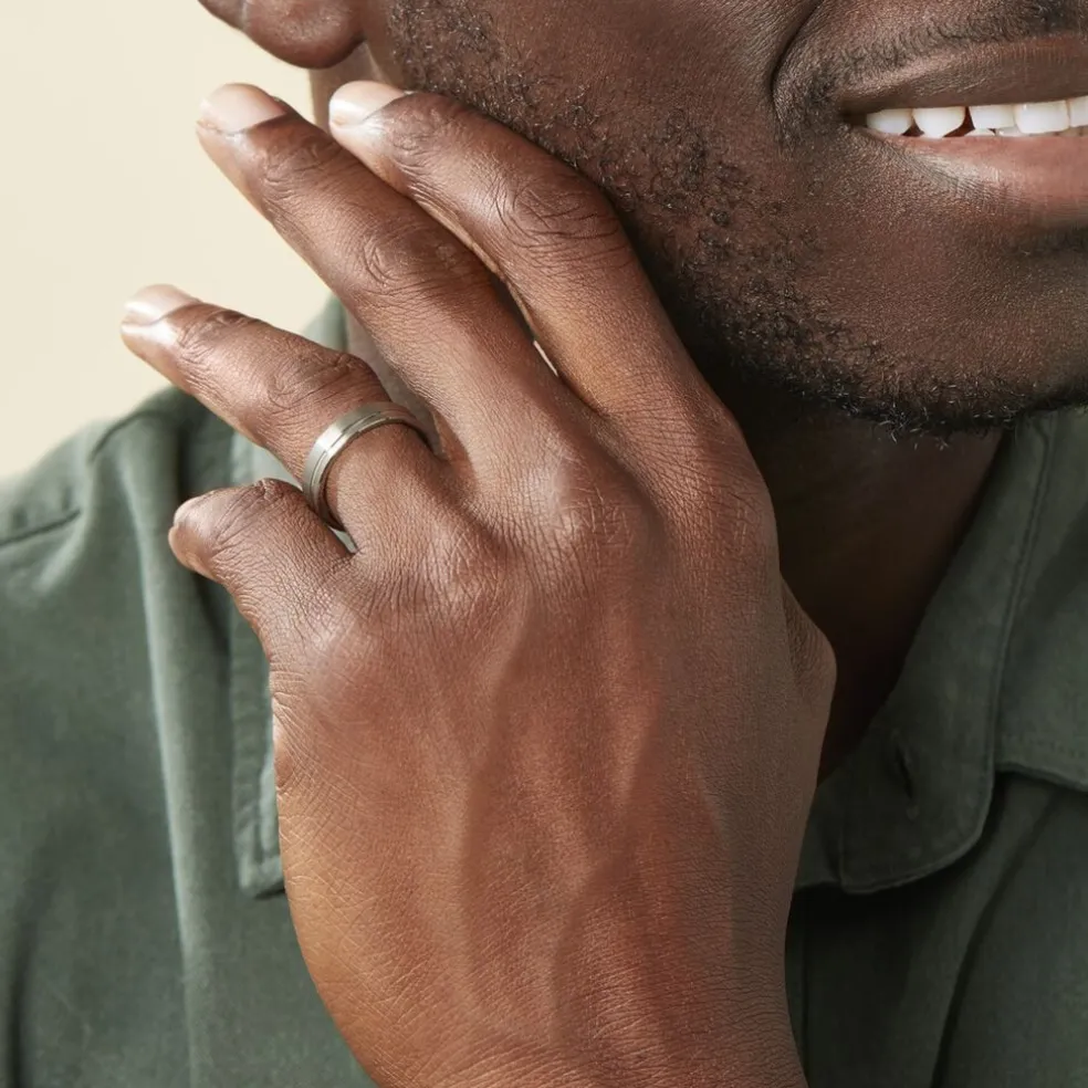 Alliance Mat Et Brillant Liseret Ruban Plat Palladium Blanc