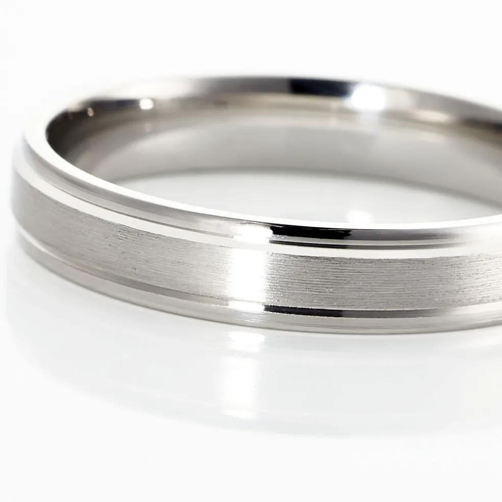 Alliance Mat Et Brillant Ruban Plat Palladium Blanc