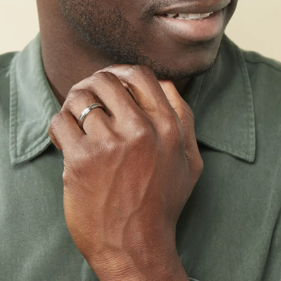 Alliance Mat Et Brillant Ruban Plat Palladium Blanc