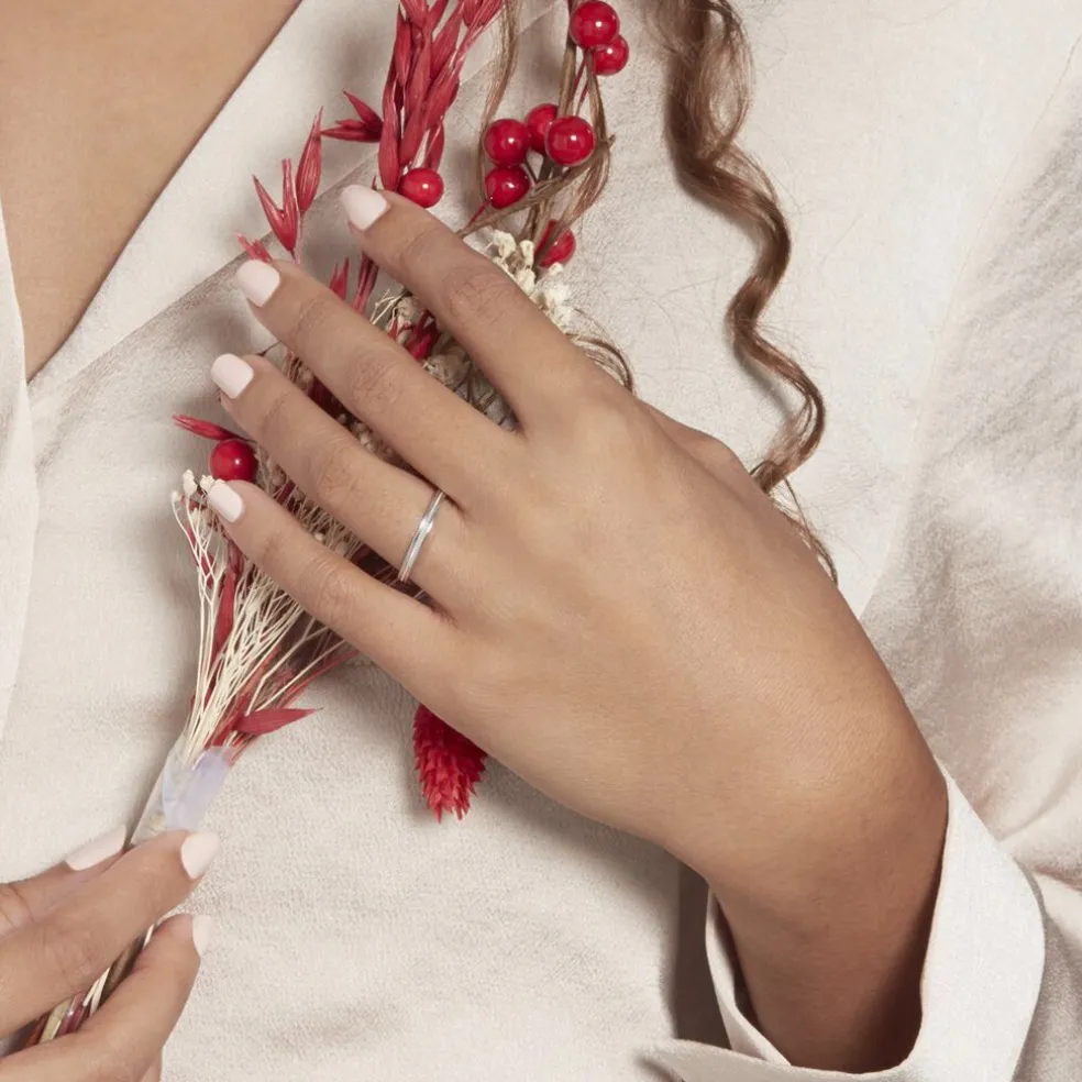 Alliance Perlee Ruban Plat Or Blanc