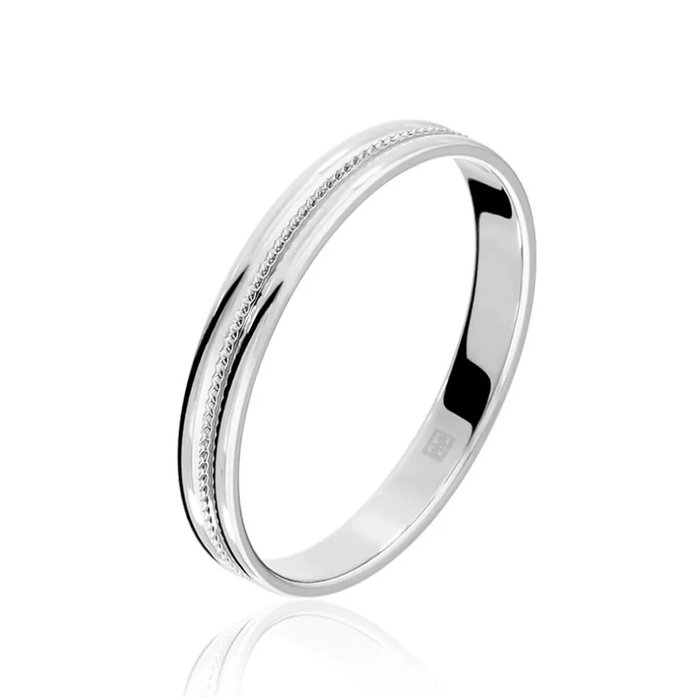 Alliance Perlee Ruban Plat Or Blanc