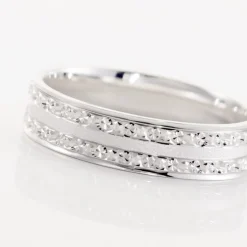 Alliance Satine Diamantee Ruban Plat Or Blanc