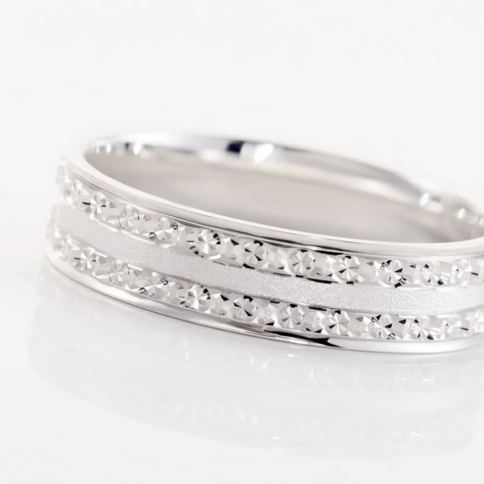 Alliance Satine Diamantee Ruban Plat Or Blanc