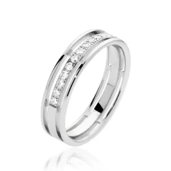 Alliance Serti Grains Ajoures Or Blanc Diamant