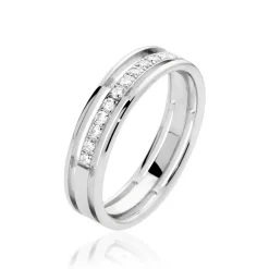 Alliance Serti Grains Ajoures Or Blanc Diamant