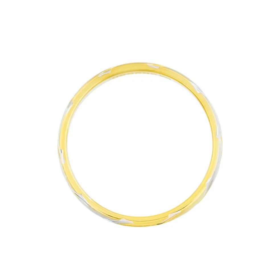 Alliance Strie Fantaisie Demi Jonc Classique Or Bicolore