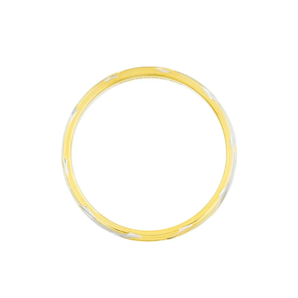 Alliance Strie Fantaisie Demi Jonc Classique Or Bicolore