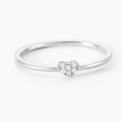 Bague Accumulation Coeur Argent Blanc Oxyde De Zirconium