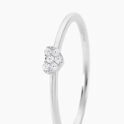 Bague Accumulation Coeur Argent Blanc Oxyde De Zirconium