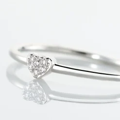 Bague Accumulation Coeur Argent Blanc Oxyde De Zirconium