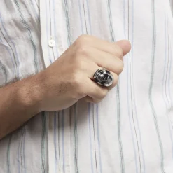 Bague Acier Blanc Et Noir Valentik
