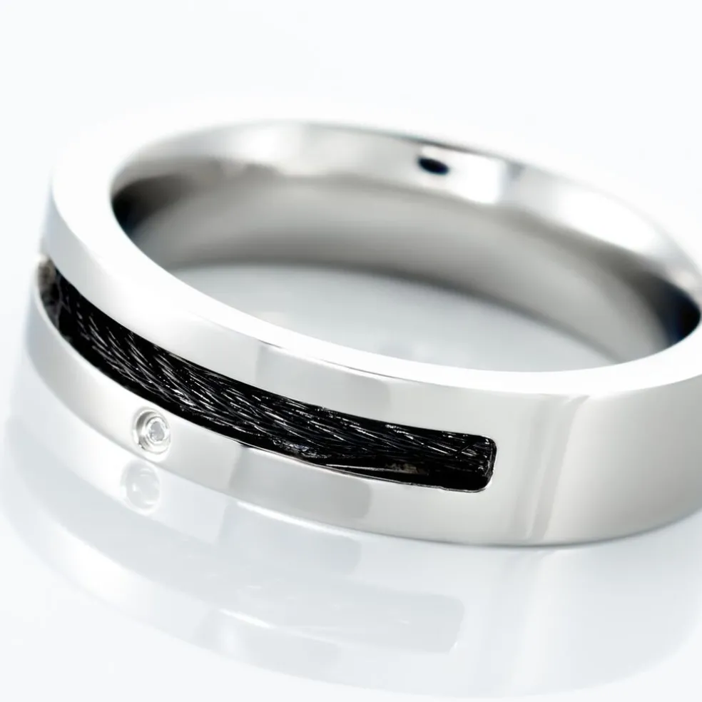 Bague Acier Blanc Stelios Diamant