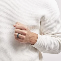 Bague Acier Blanc Tdeg Oxydes De Zirconium