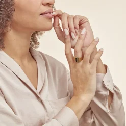 Bague Acier Doré Volcanus Agate