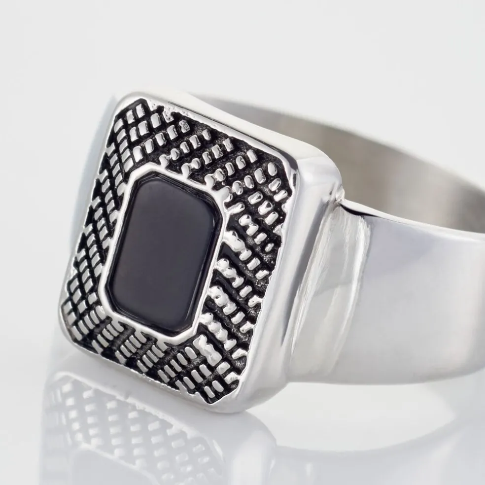 Bague Acier Vieillie Antonny Agate