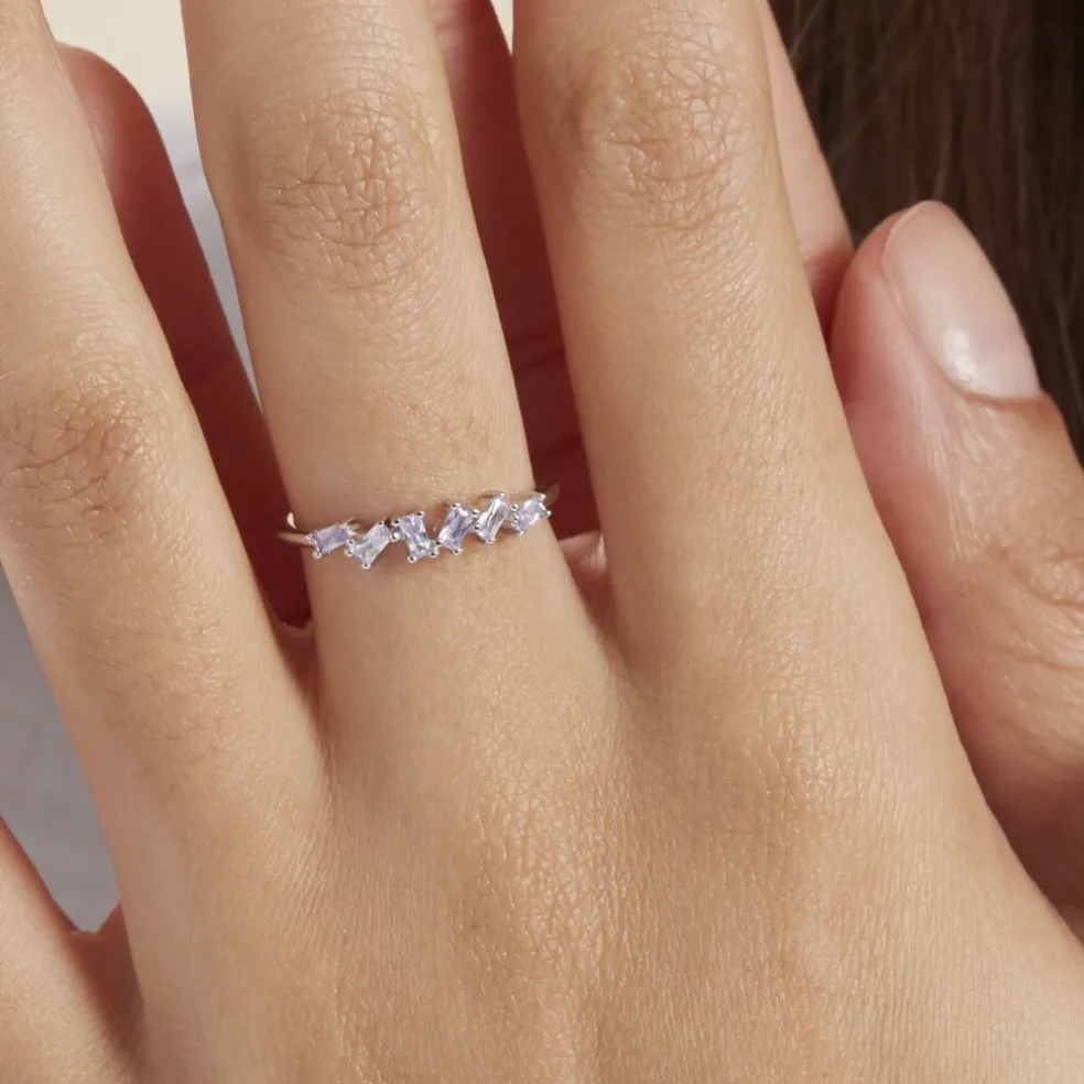 Bague Adonia Argent Blanc Oxyde De Zirconium Bleu