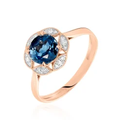 Bague Adryene Or Rose Topaze Et Oxyde De Zirconium