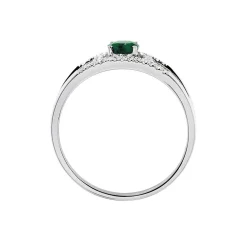 Bague Agathe Or Blanc Emeraude Et Diamant