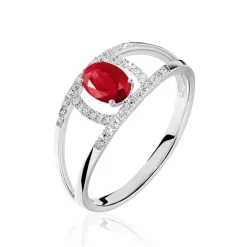 Bague Agathe Or Blanc Rubis Et Diamant