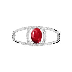 Bague Agathe Or Blanc Rubis Et Diamant