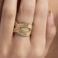 Bague Ajustable Agostino Acier Doré