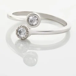 Bague Ajustable Mechte 1 Argent Blanc Oxyde De Zirconium