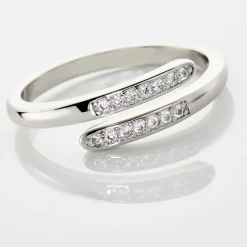 Bague Ajustable Mendel Argent Blanc Oxyde De Zirconium