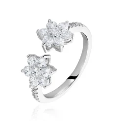 Bague Ajustable Sarette Argent Blanc Oxyde De Zirconium