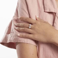 Bague Ajustable Sarette Argent Blanc Oxyde De Zirconium