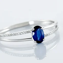 Bague Alyse Or Blanc Saphir Et Diamant