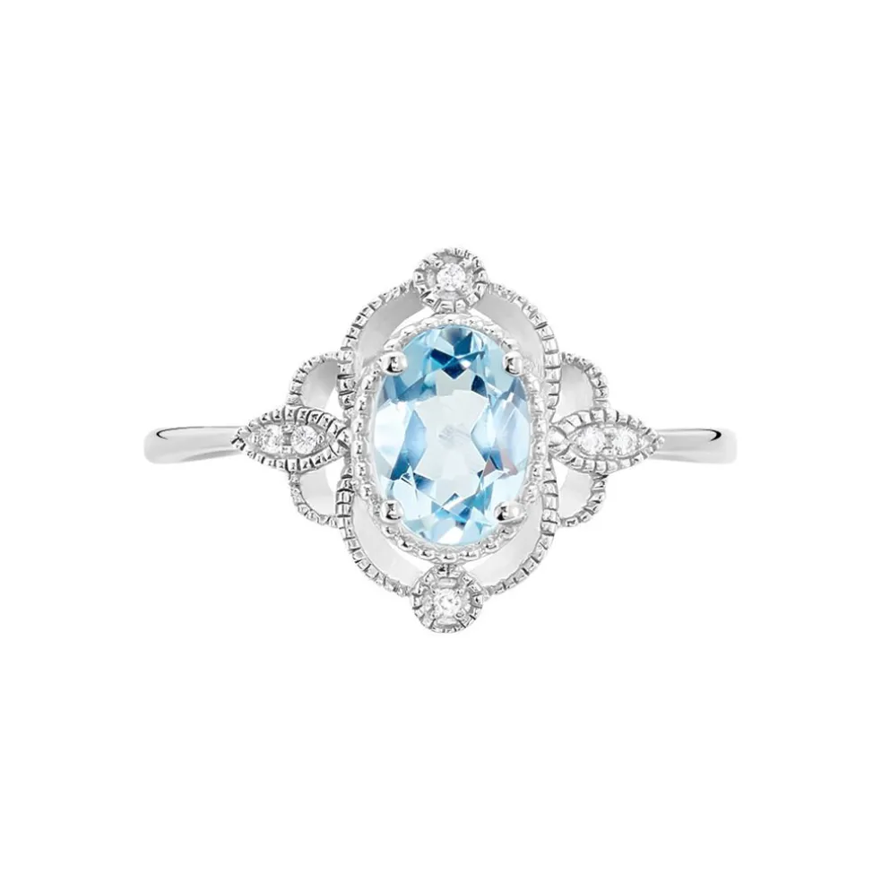 Bague Amance Or Blanc Topaze Et Oxyde De Zirconium