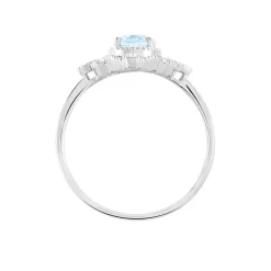 Bague Amance Or Blanc Topaze Et Oxyde De Zirconium