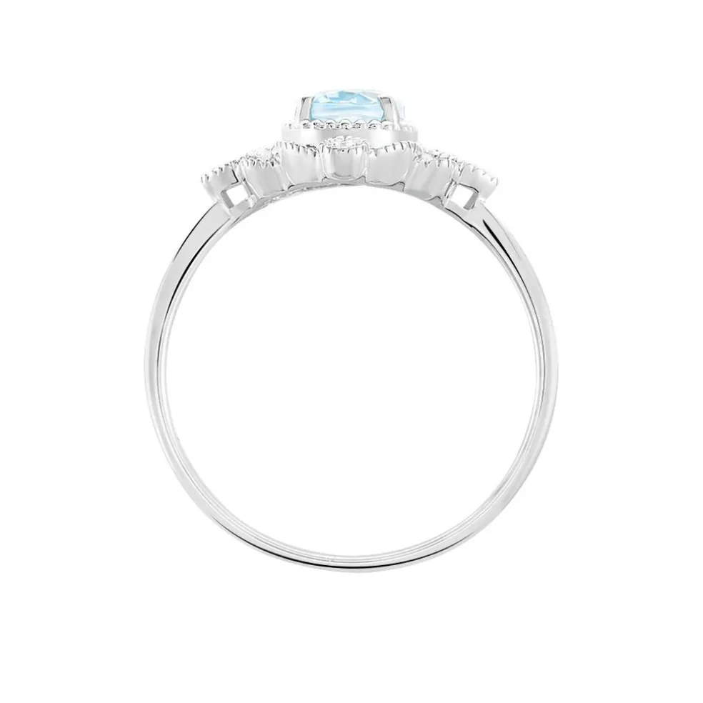 Bague Amance Or Blanc Topaze Et Oxyde De Zirconium