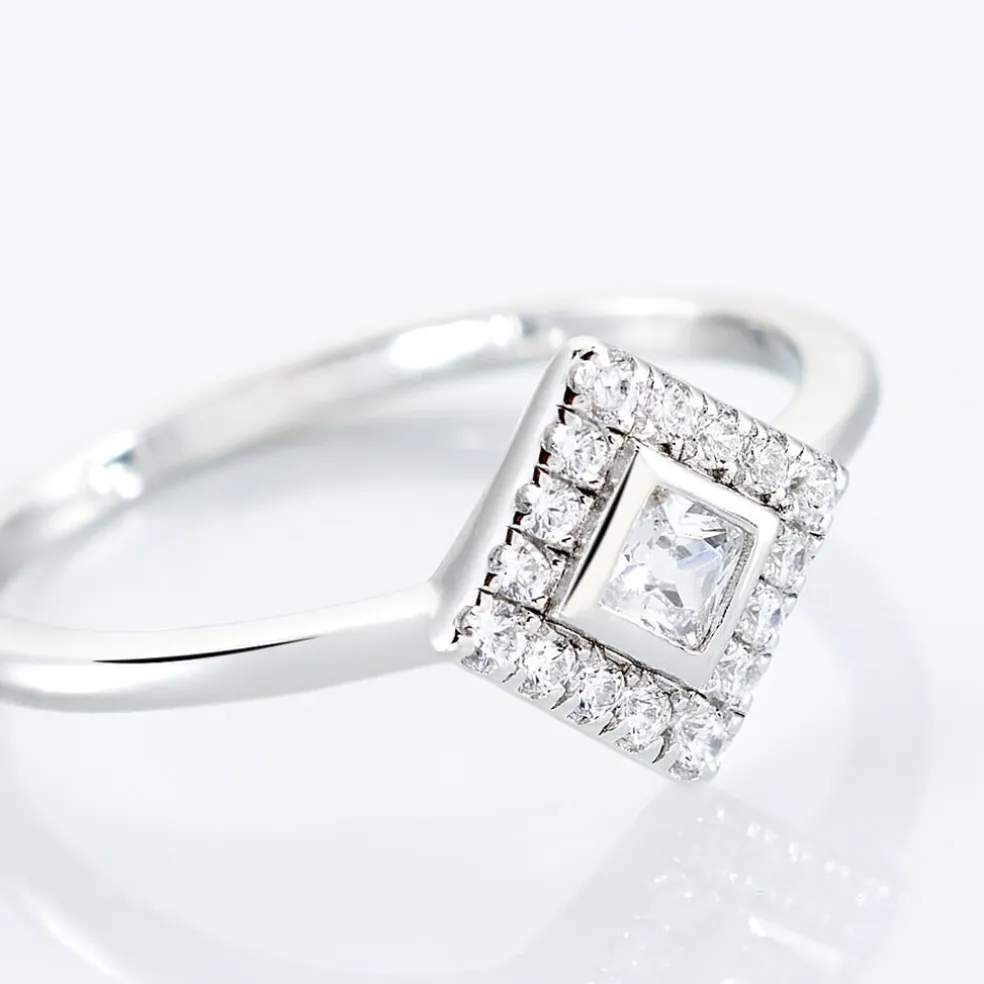 Bague Amane Argent Blanc Oxyde De Zirconium