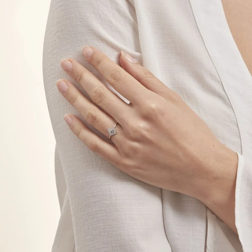Bague Amane Argent Blanc Oxyde De Zirconium
