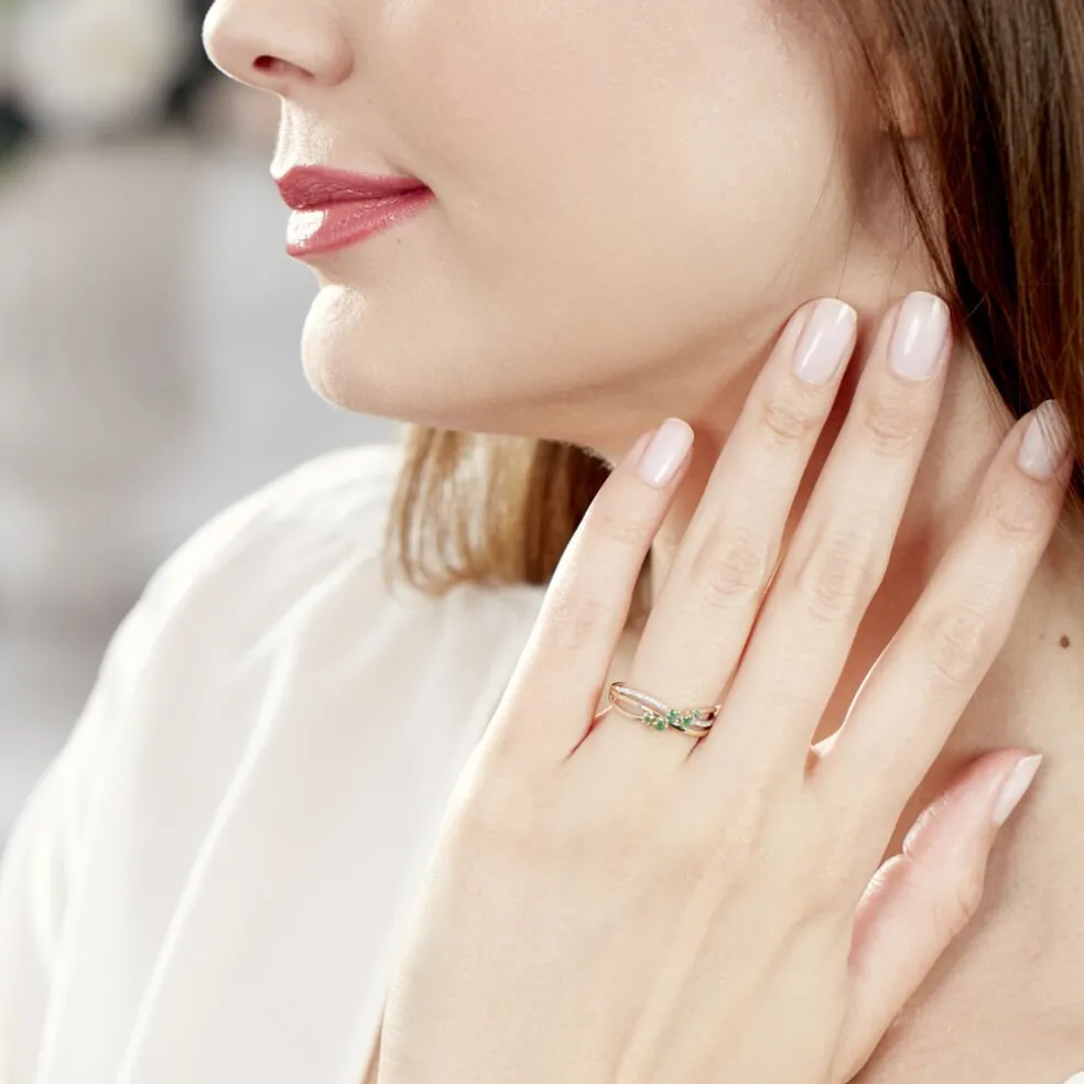 Bague Amarylis Or Jaune Emeraude Diamant