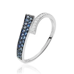 Bague Amelie Or Blanc Saphir Et Diamant