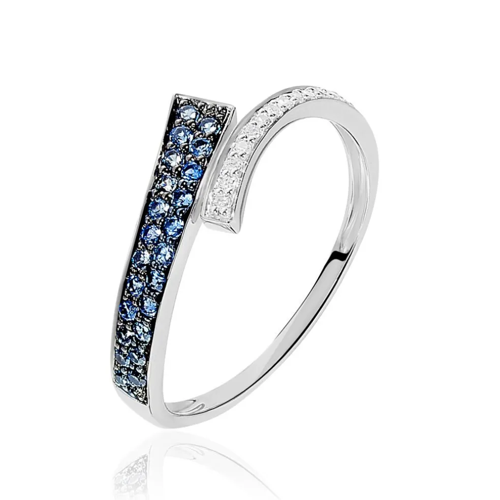 Bague Amelie Or Blanc Saphir Et Diamant