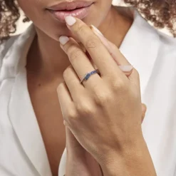 Bague Amelie Or Blanc Saphir Et Diamant
