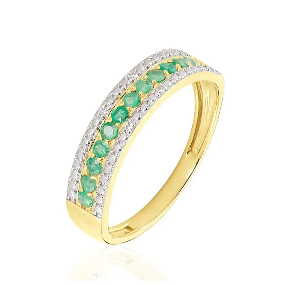 Bague Amias Or Jaune Emeraude Diamant