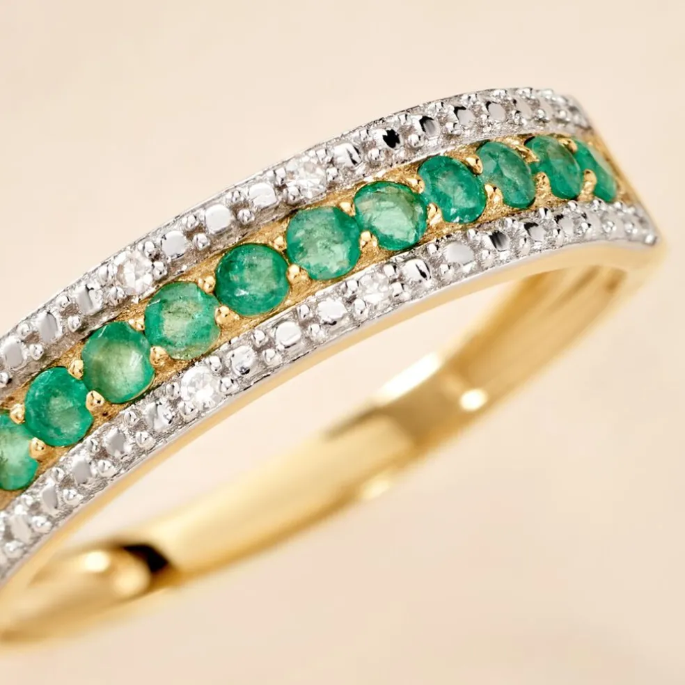 Bague Amias Or Jaune Emeraude Diamant