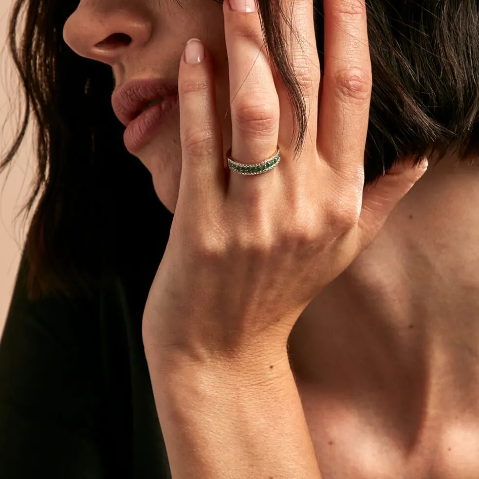 Bague Amias Or Jaune Emeraude Diamant