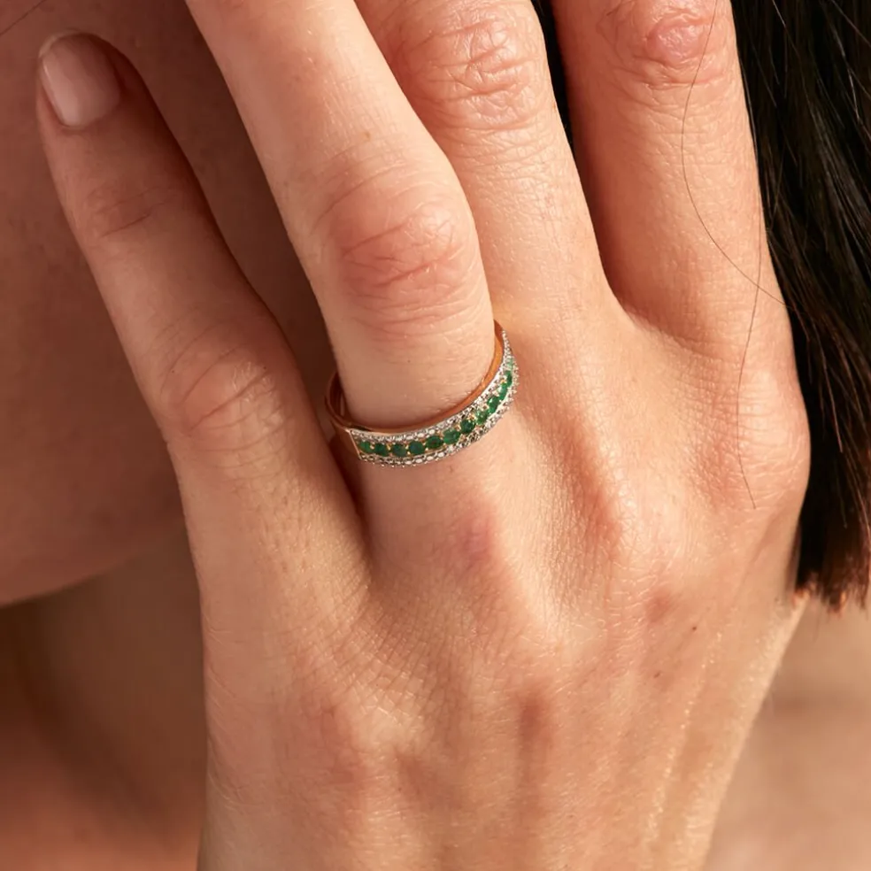 Bague Amias Or Jaune Emeraude Diamant