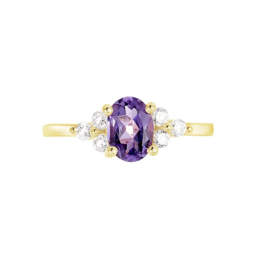 Bague Anaid Or Jaune Amethyste Et Oxyde De Zirconium