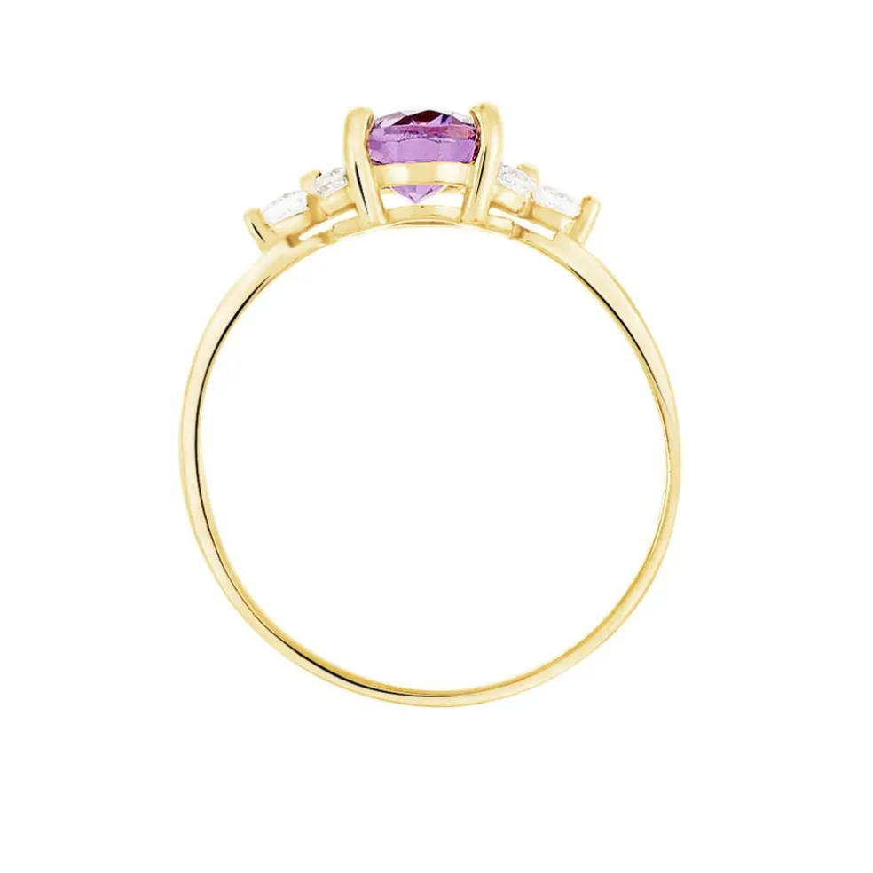 Bague Anaid Or Jaune Amethyste Et Oxyde De Zirconium