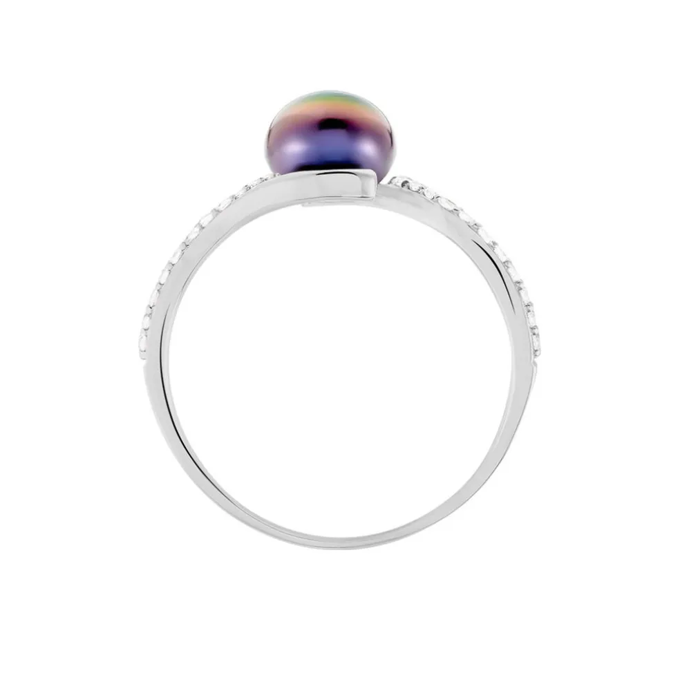 Bague Anais Or Blanc Perle De Culture Et Oxyde De Zirconium