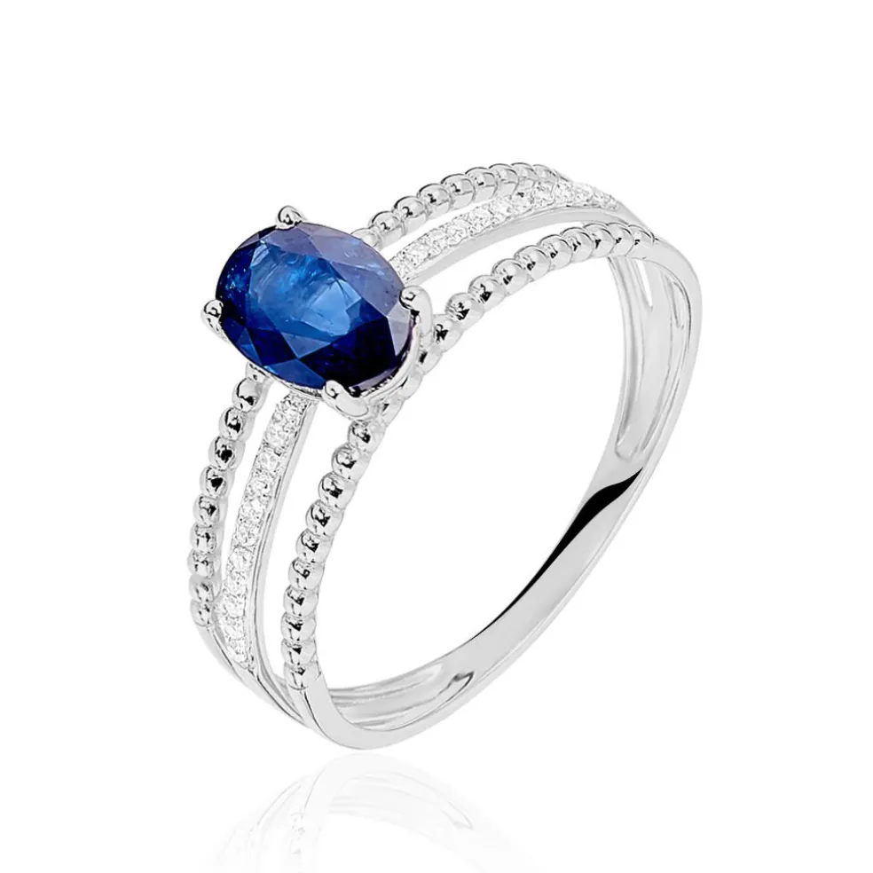 Bague Andrea Or Blanc Saphir Et Diamant
