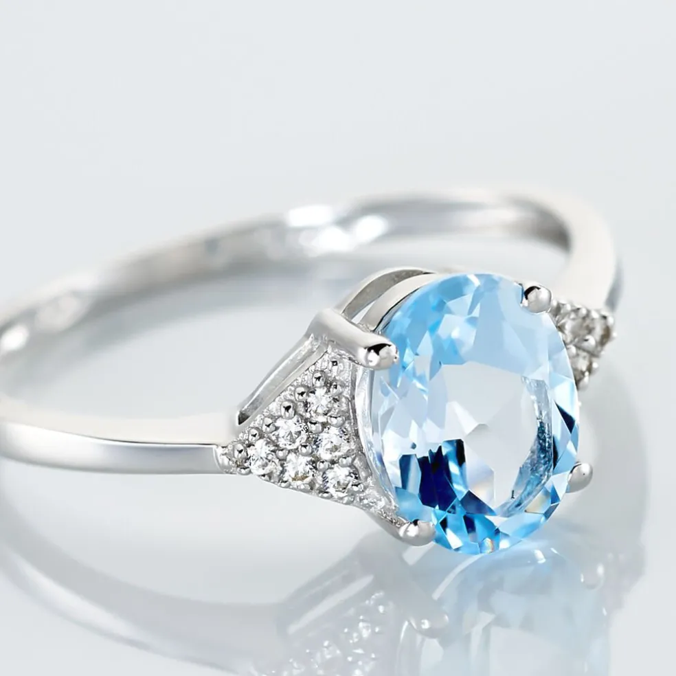 Bague Andreani Or Blanc Topaze Et Oxyde De Zirconium